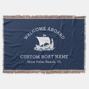 Cobertor Nome e logotipo de navio personalizado náutico mod
