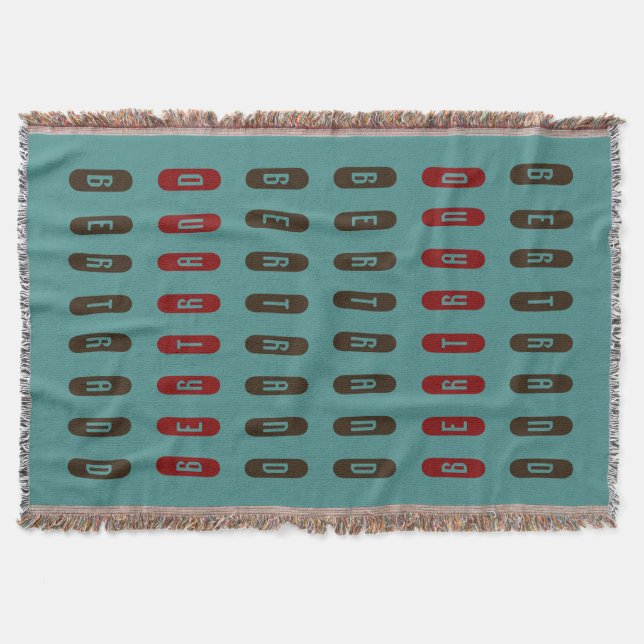Cobertor Nome Personalizado de Teal Vermelho Marrom Geométr (Frente)