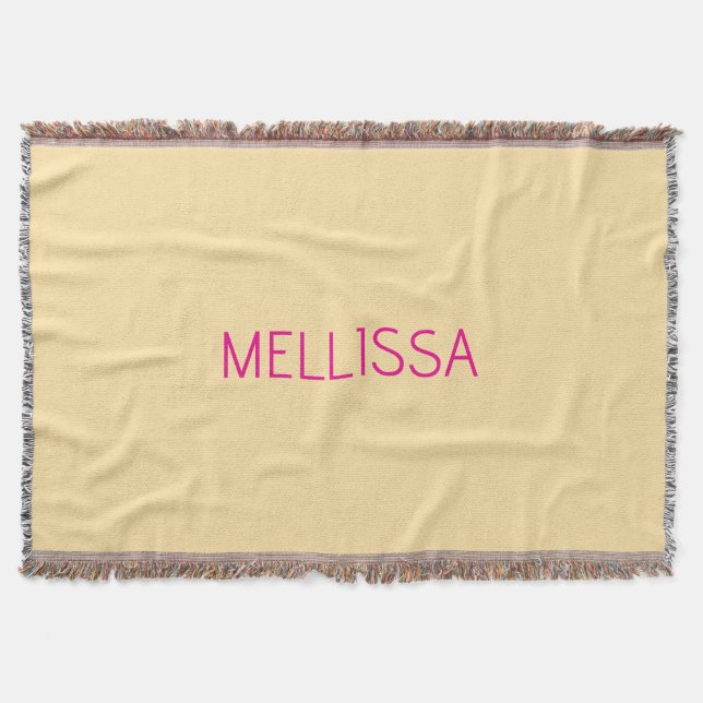 Cobertor Nome personalizado minimalista creme (Frente)