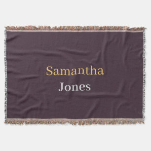 Cobertor Nome personalizado minimalista moderno burgundy