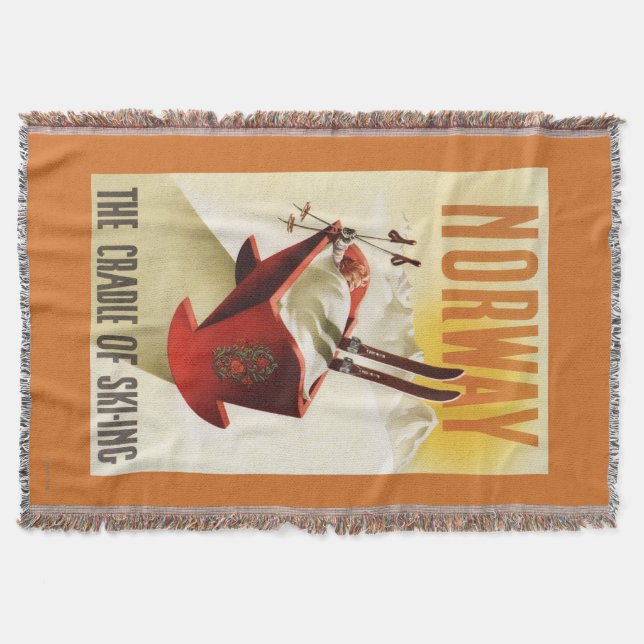 Cobertor Noruega - o berço do esqui (Frente)