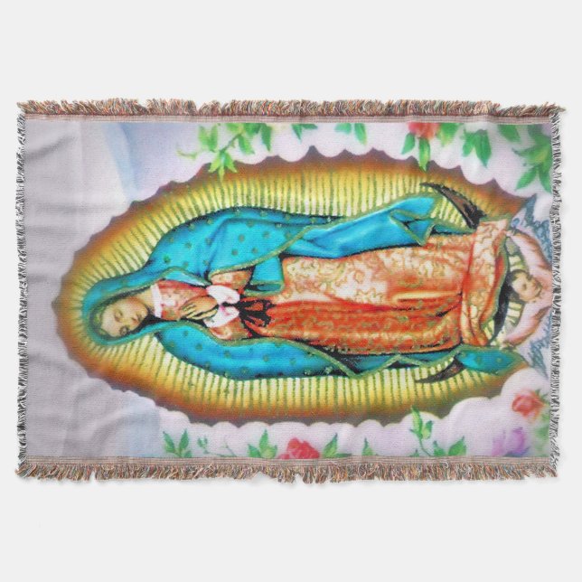Cobertor Nossa Senhora de Guadalupe Floral (Frente)