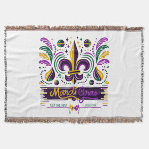 Cobertor Nova Orleans Mardi Gras verde-roxo