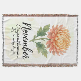 Cobertor November Birth Month Throw Blanket – Chrysanthemum