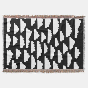 Cobertor Nuvens Fluffy - Branco sobre Preto