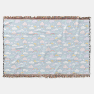 Cobertor Nuvens Whimsical e Rainbows