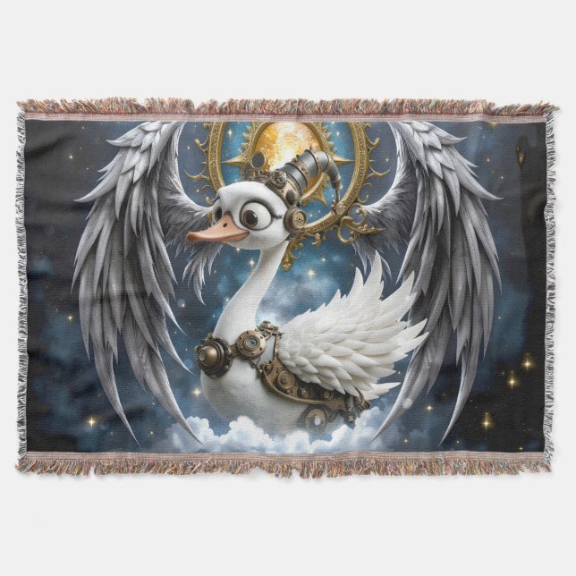 Cobertor O Cisne Curioso de Relógio. (Frente)