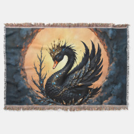 Cobertor O Cisne Obsidiano da Graça ao Luar. No crepúsculo