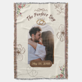 Cobertor O Dia Perfeito Foto Personalizada de Casamento com