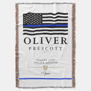 Cobertor Oficial de Polícia  Linha Azul Fino Branco