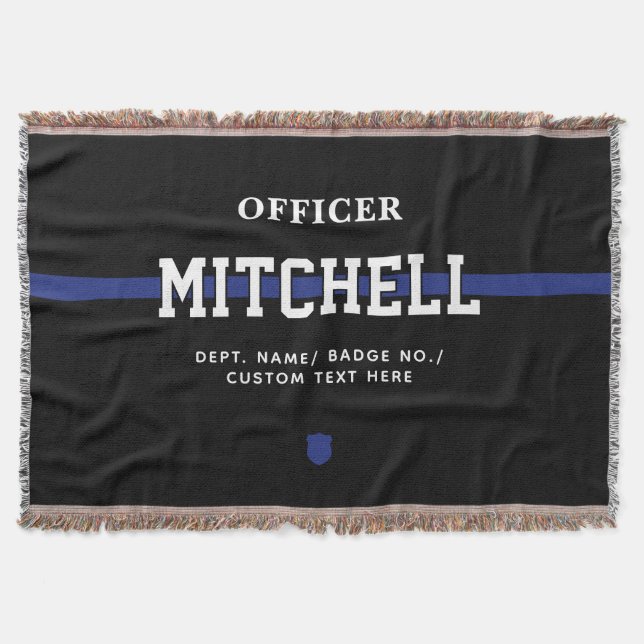 Cobertor Oficial de Polícia Personalizado Thin Blue Line (Frente)