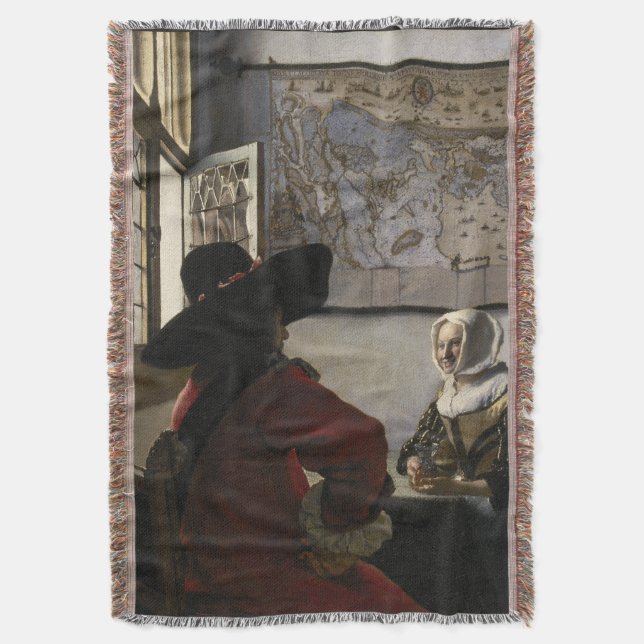 Cobertor Oficial e menina de riso por Johannes Vermeer (Frente Vertical)