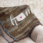 Cobertor Oklahoma Home State Personated Wood Look<br><div class="desc">Mostre algum orgulho do estado de casa com este bonito e rústico lençol de madeira moída lança cobertor apresentando "casa" em letras de escrita em caligrafia branca com um mapa da silhueta do estado de Oklahoma posicionando-se para a letra "O". Um dentro cor-de-rosa para ilustração cardíaca no mapa do estado...</div>