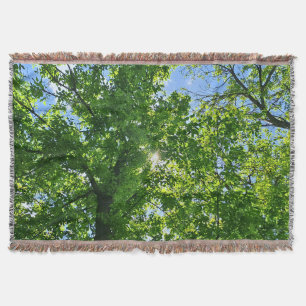 Cobertor Olhando para cima para Folhas Verdes e Céu Azul - 