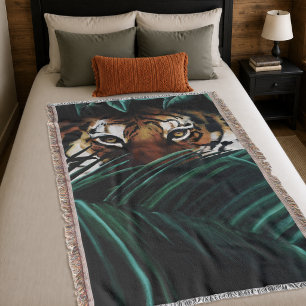 Cobertor Olhos de Tigre de Selva Verde Intensa Folhas da Vi