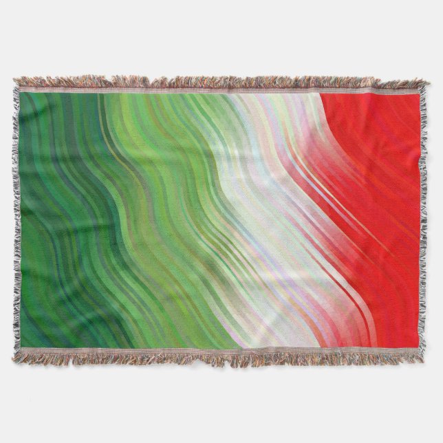 Cobertor Ómbolo Verde, Branco E Vermelho Quebrado (Frente)