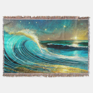 Cobertor Ondas Divergentes Brilhantes do Oceano
