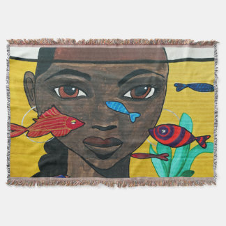 Cobertor Onde os Pensamentos Nadem | Arte Afrocentrada de M
