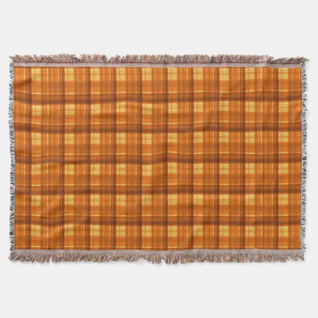 Cobertor Orange Checked Tartan Impressão, (Frente)