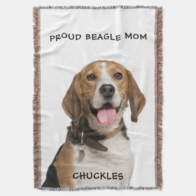 Cobertor Orgulhoso Beagle Mãe Pet Foto Personalizada (Frente Vertical)