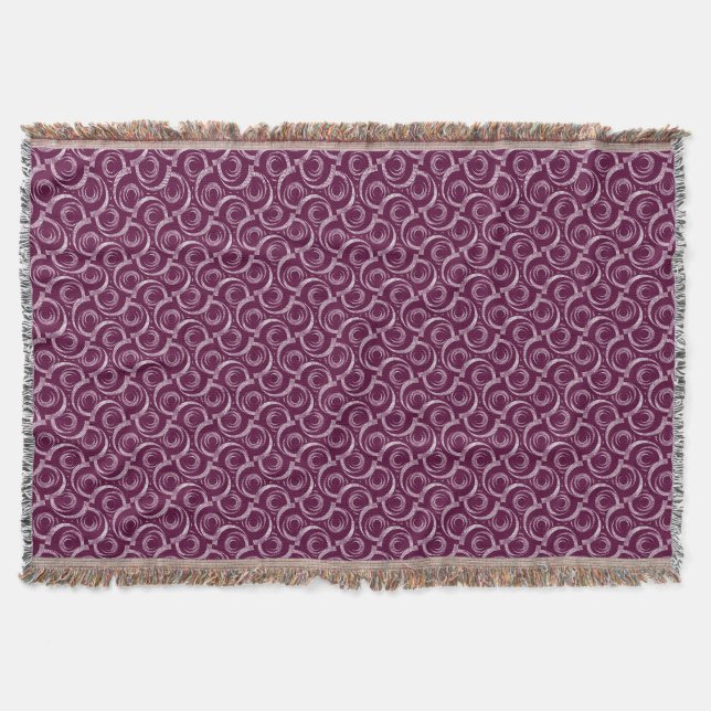 Cobertor Ornamento branco em um fundo burgundy. (Frente)