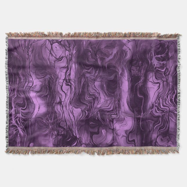 Cobertor Orquídea Ametista Abstrato de Arte Nervosa (Frente)