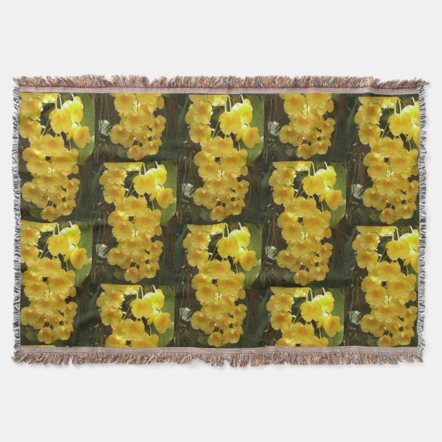 Cobertor Orquídeas Amarelas Penduradas Flores Tropicais (Frente)