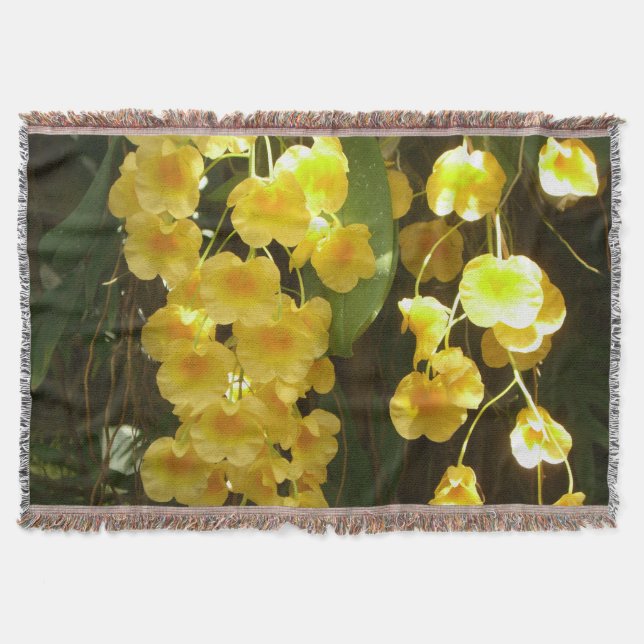 Cobertor Orquídeas Amarelas Penduradas Flores Tropicais (Frente)