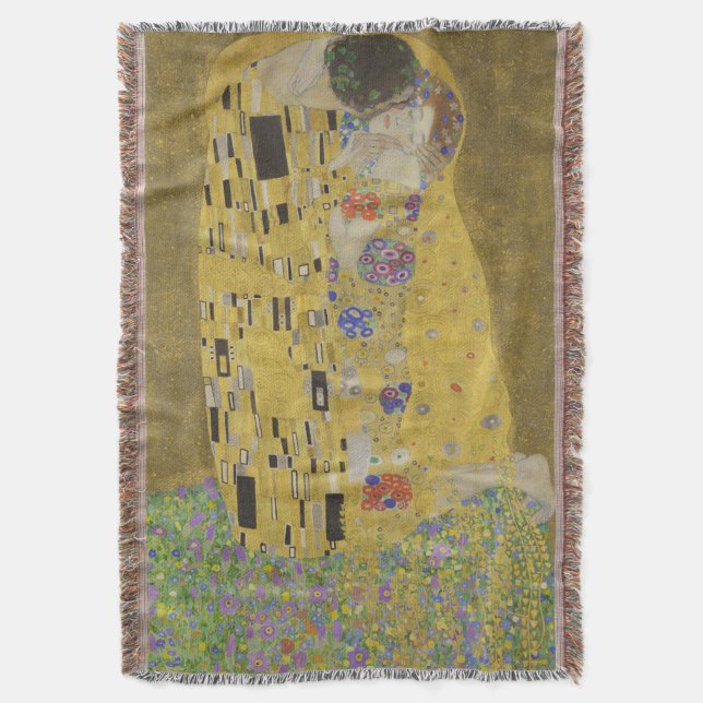 Cobertor Os amantes beijando o abraço de Gustav Klimt (Frente Vertical)