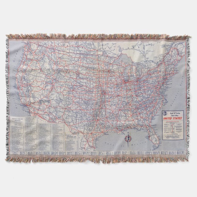 Cobertor Os Estados Unidos do mapa de estradas (Frente)