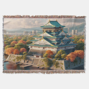 Cobertor Osaka Castle Japan Landscape Viagens vintage