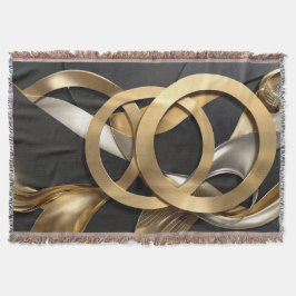 Cobertor Ouro Rings Abstrato - Design moderno de luxo
