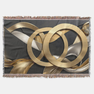 Cobertor Ouro Rings Abstrato - Design moderno de luxo