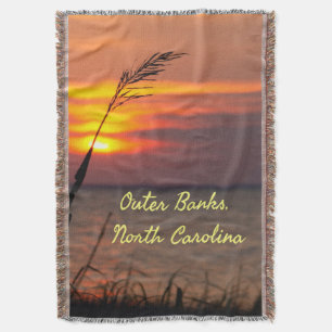 Cobertor Outer Banks North Carolina Beach Sunset Orange Sky
