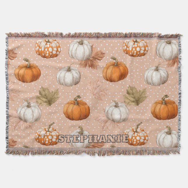 Cobertor outono de colheita russa - Pumpkins & Leaves (Frente)