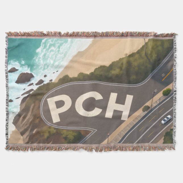 Cobertor Pacific Coast Highway Aerial Travel Art (Frente)
