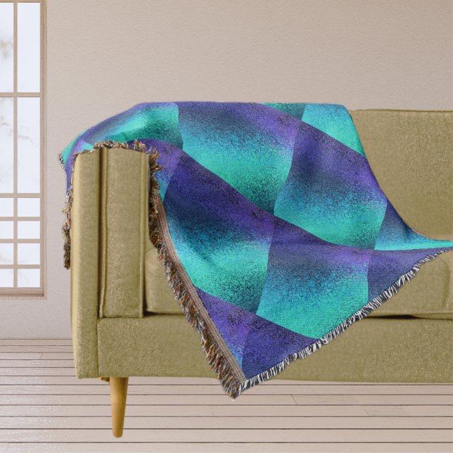 Cobertor Padrão Abstrato de Diamante Azul (Blue Abstract Diamond Pattern Throw Blanket)
