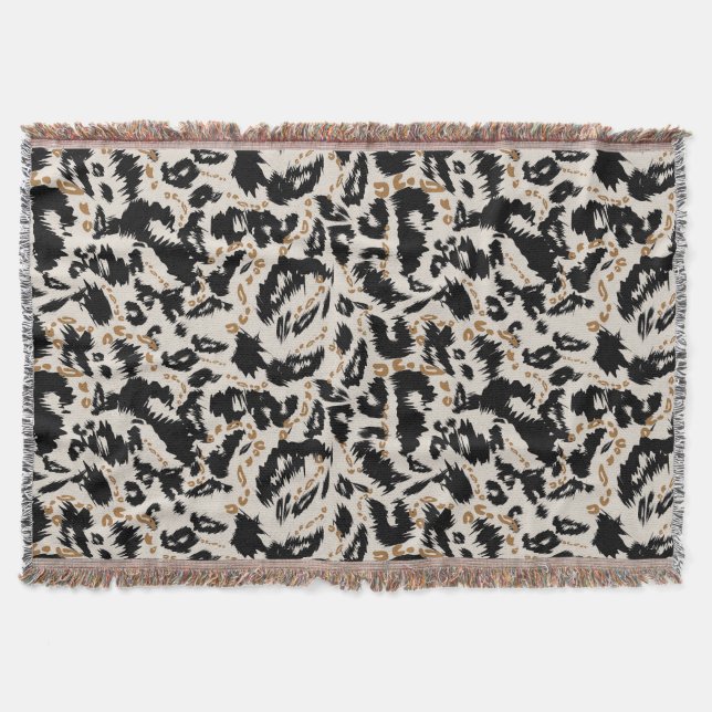 Cobertor Padrão Abstrato de Leopardo Africano Boêmio (Frente)