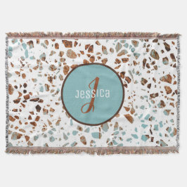 Cobertor Padrão Abstrato Terrazzo Brown & Blue personalizad