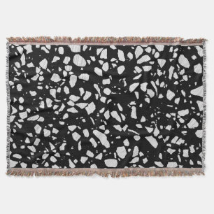 Cobertor Padrão abstrato Terrazzo Mosaico preto e branco