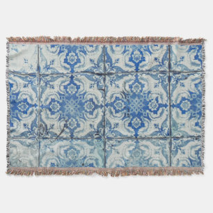 Cobertor Padrão Antiquado de Azulejos Portugueses - Azulej
