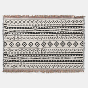 Cobertor Padrão Aztec Black on Cream Mixed Motifs