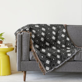 Cobertor Padrão Aztec Geométrico Tribal de Boho Negro