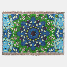 Padrão Azul Verde-Mosaico Mandala Retro
