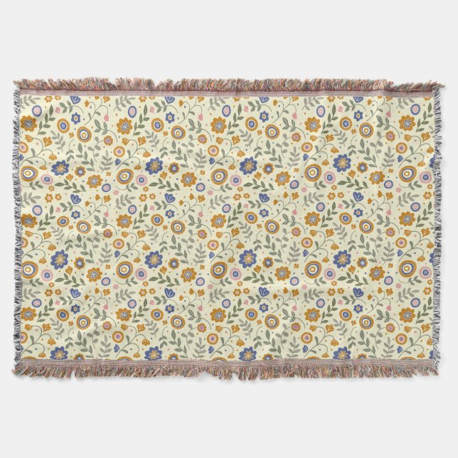 Cobertor Padrão Boho 01.w Amarelo BG (Frente)