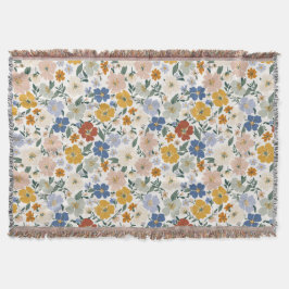 Cobertor Padrão Boho de Prado de Flores Silvestres