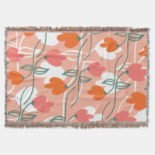 Cobertor Padrão Botânico Desenhado à Mão com Flores Lindas
