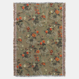 Cobertor Padrão Botânico Floral Escuro Vintage de Rosa Lara