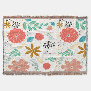 Cobertor Padrão Botânico Floral Moderno Branco