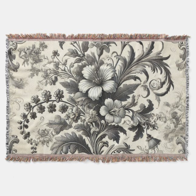 Cobertor Padrão Botânico Invisível da Vintage (Frente)